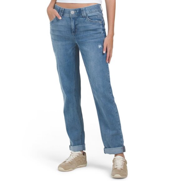 DEMOCRACY light blue Ab Tech Girlfriend Cuffed Vintage Jeans - Picture 1 of 2